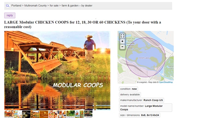 Good National chicken coop business for sale with shop in Texas